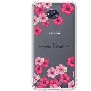 Capa de Celular Capinha Asus Zenfone 4 Selfie Personalizada  - Flores Rosa Com Nome