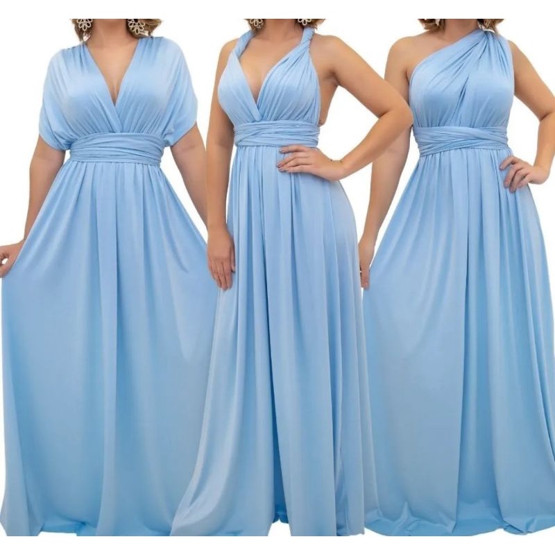 Vestido Casamento Madrinha Multiformas Azul Serenity Tamanho G Shopee Brasil