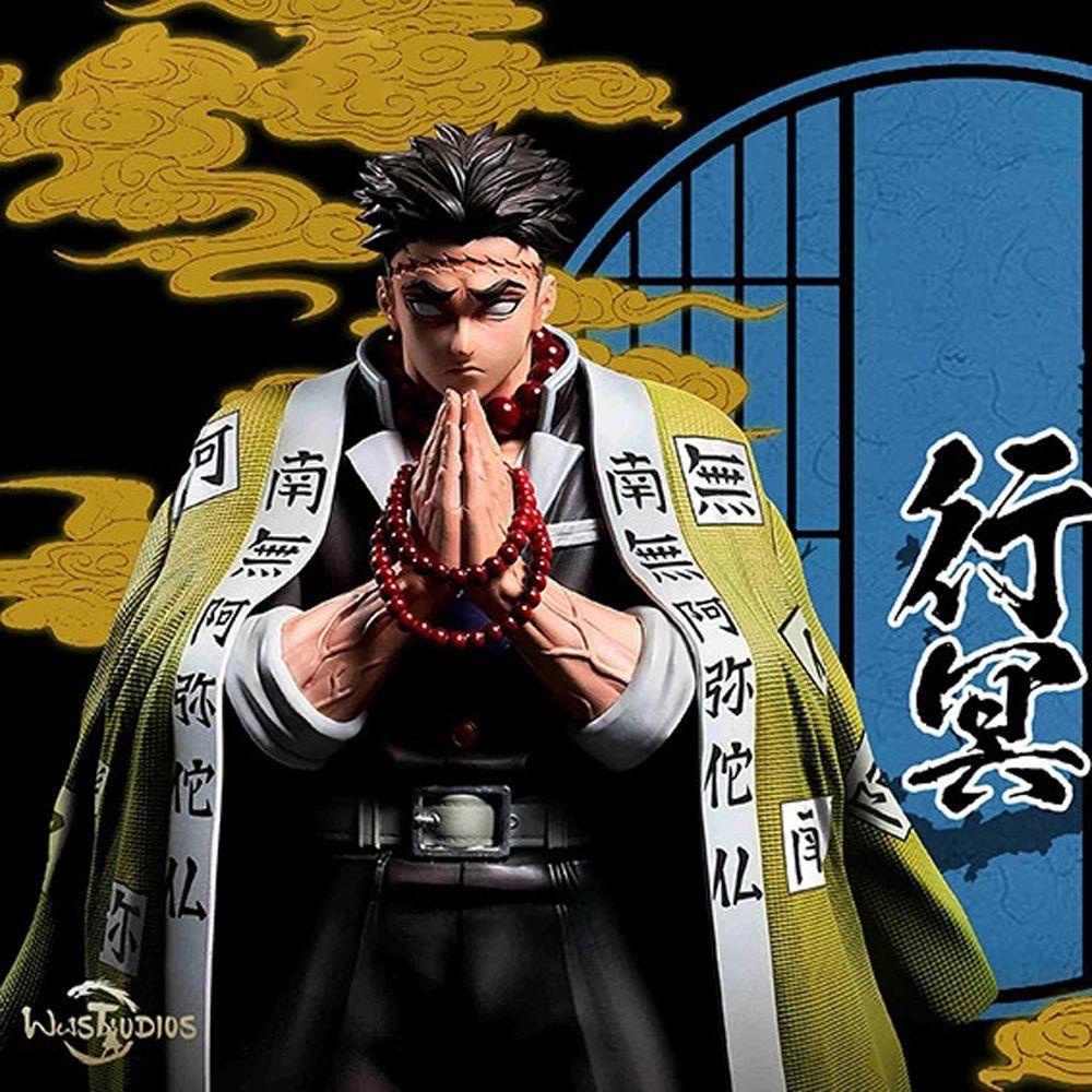 (Com Caixa) Demon Slayer Action Figure Gyomei Himejima PVC Modelo Cerca de 20 Cm Manga Figuras Coleção De Brinquedo