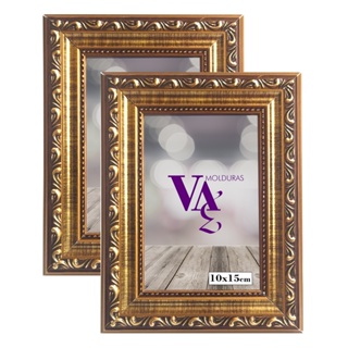 Kit 2 Portas Retrato Trabalhada Relevo dourado 10x15 c/Vidro em Oferta na Shopee