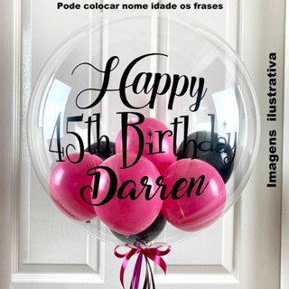 Balão Bubble Nº 24 polegadas com 8 Bexigas Látex color mais Nome e idade em Oferta na Shopee