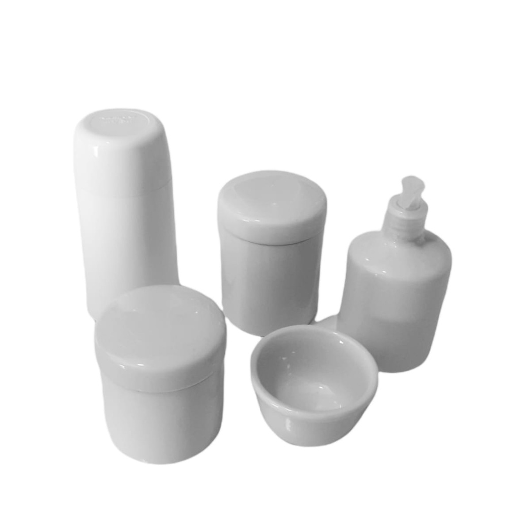 Kit Higiene para Bebê em Porcelana com Garrafa térmica e Porta Álcool em gel menino menina porta algodão cotonete