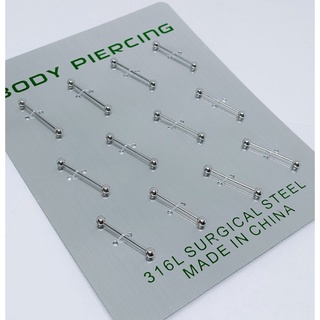 Piercing Barbell Piercing Mamilo 16mm Aço 316L KIT Com 12 unidades cartela bolinha menor