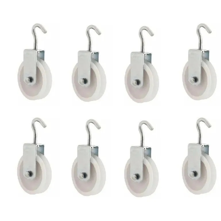 KIT 8 ROLDANA PLASTICA NYLON PARA VARAL 8cm COM GANCHO REFORÇADA