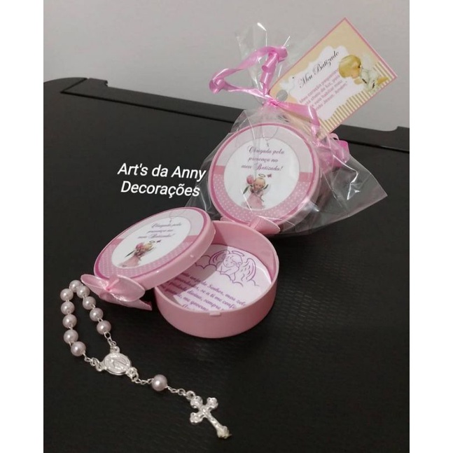 Mini Lembrancinha Batizado com terço completo/ lembrancinha batizado/ personalizado Batizado/ latinha personalizada