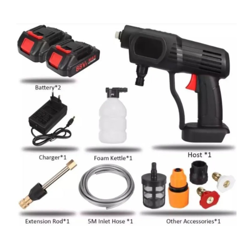 Lavadora Portátil Alta Pressão 1000w 2 Baterias 48v Sem Fio