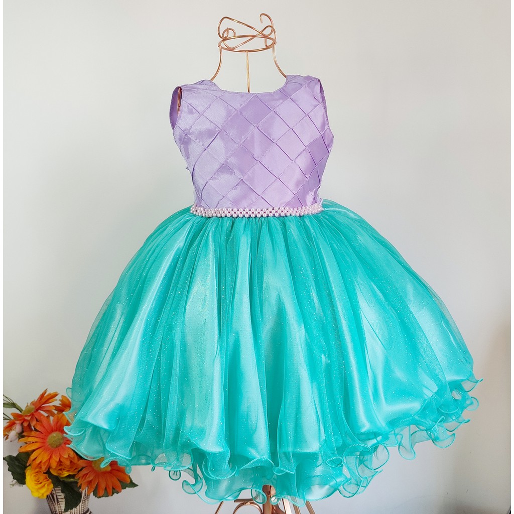 Vestido De Festa Infantil Ariel Pequena Sereia Lilas Luxo 1 Ao 14 Anos ...