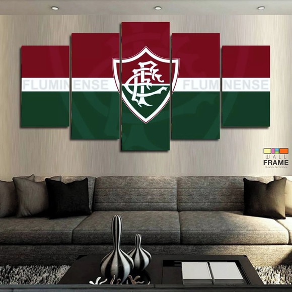 Kit Quadros Decorativos Mosaico 5 peças MDF Fluminense Tricolor Rio de Janeiro Simbolo Sala Quarto
