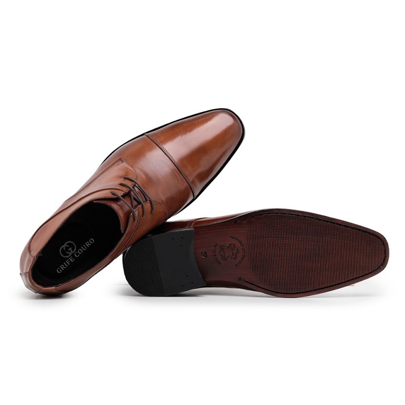 Sapato Social Derby Grife Couro Whisky