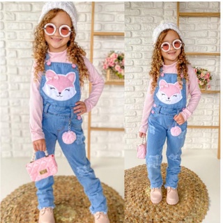 Jardineira Infantil Feminina Macacão Calça Jeans linha premium