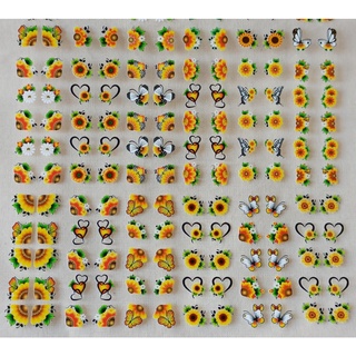 120 Adesivos de Unha 3D Girassol - COM ESCOLHA