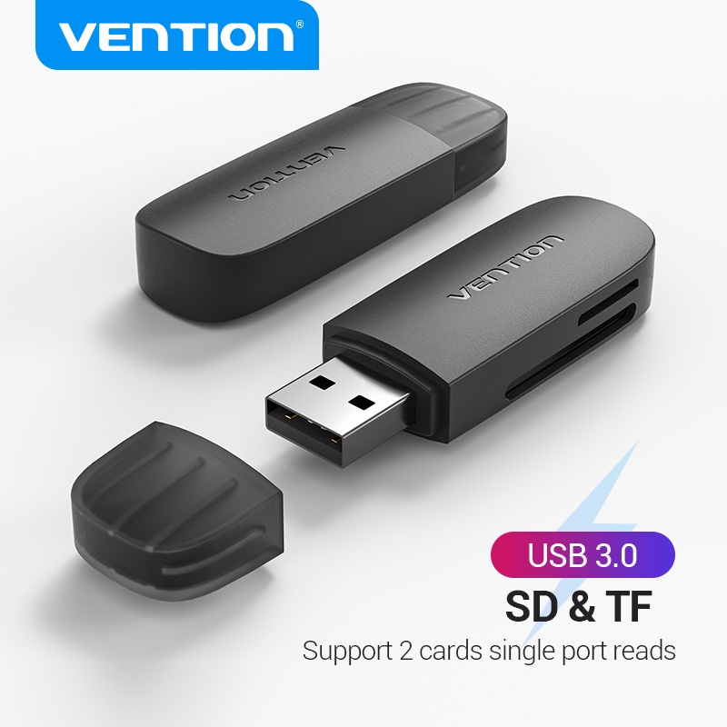 Vention SD Card Reader USB 3.0 Fast Transmission 2-in-1 512GB SD+TF Dual Cards Supported For Laptop