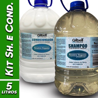 Kit Shampoo e Condicionador 5 Litros Neutro - Extratos Naturais Vegano - Mais Rendimento