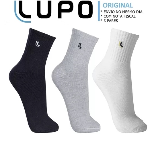Kit 3 Pares Meias Lupo Original Cano Médio Inverno Masculina