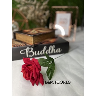 Kit com 3 Flor Rosa Aveludada artificial unidade ideal para presentear, fazer lembrancinhas, arranjos e decoração de casamento, festas, ambientes de casa, trabalho e eventos