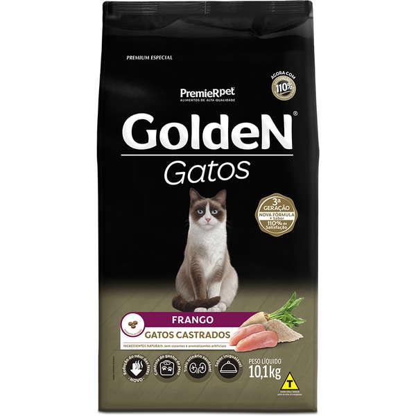 Ração Golden Gatos Castrados Frango 10,1kg