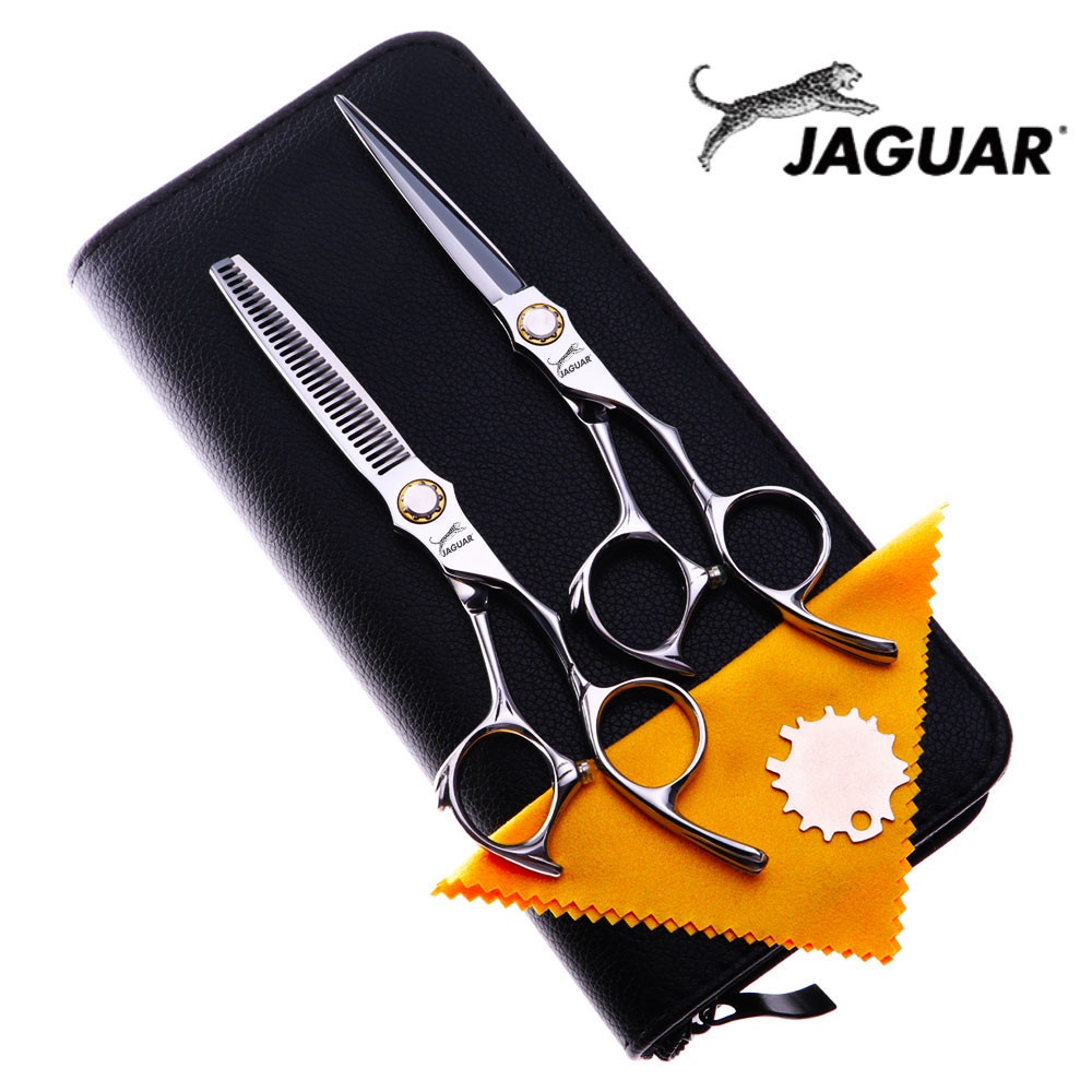 JAGUAR 6 Polegada Conjunto De Tesouras De Cabeleireiro Profissional Corte + Desbaste Barbeiro Personalidade De Alta Qual