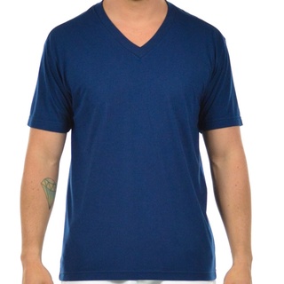 Camiseta Masculina Malha Fria Gola V Básica Tecido Pv