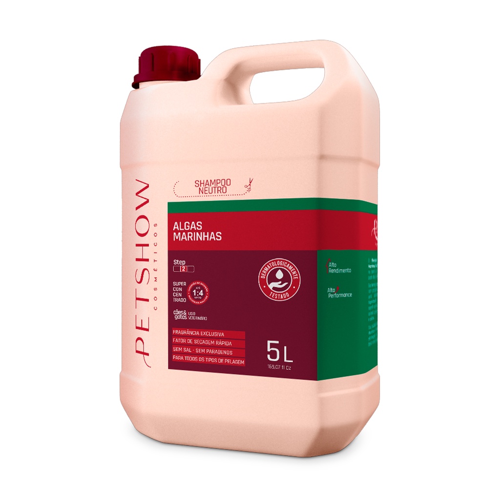 Shampoo Neutro Algas Marinhas 5 Litros Pet Show Banho E Tosa
