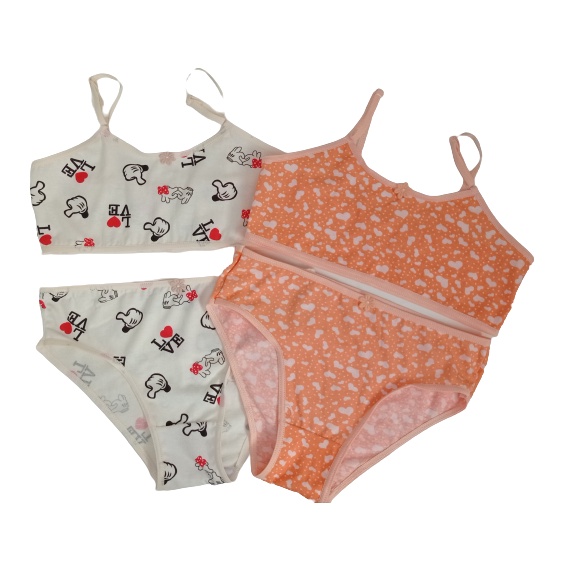 Kit 02 Conjunto calcinha e sutiã infantil menina moça top infantil juvenil menina algodão