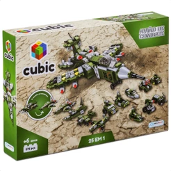 Brinquedo Encaixe Cubic 25 em 1 Avião de Combate 576 Peças +6 Anos Multikids BR1620
