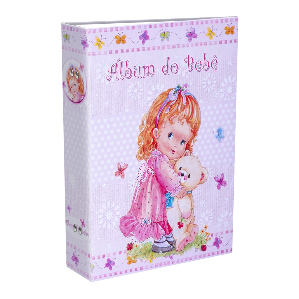 Album Do Bebê Para 200 Fotos 10x15 Menina Com Urso Rosa Da Princesa Varios Modelos