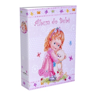 Album Do Bebê Para 200 Fotos 10x15 Menina Com Urso Rosa Da Princesa Varios Modelos