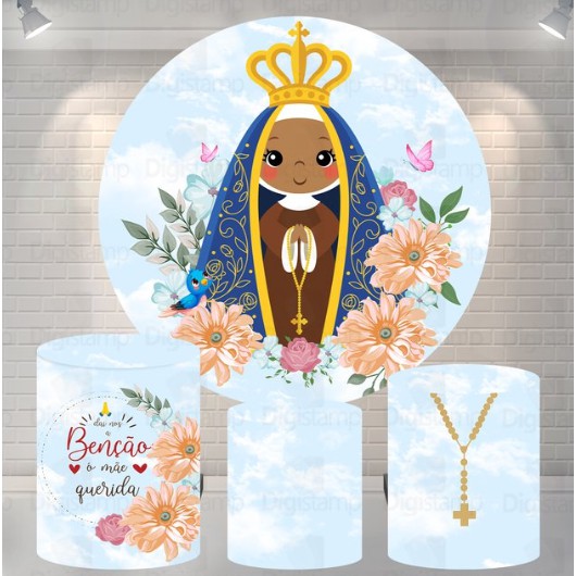 Kit Capa Painel + Trio de Cilindros Sublimados Nossa Senhora