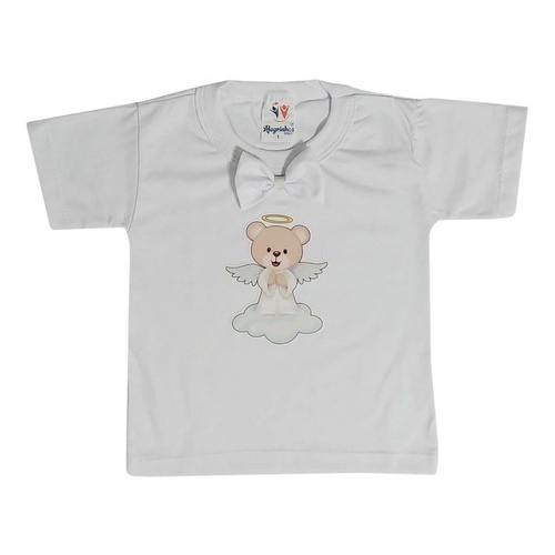 Camiseta Masculina Infantil Batizado Batismo Branca Anjinho