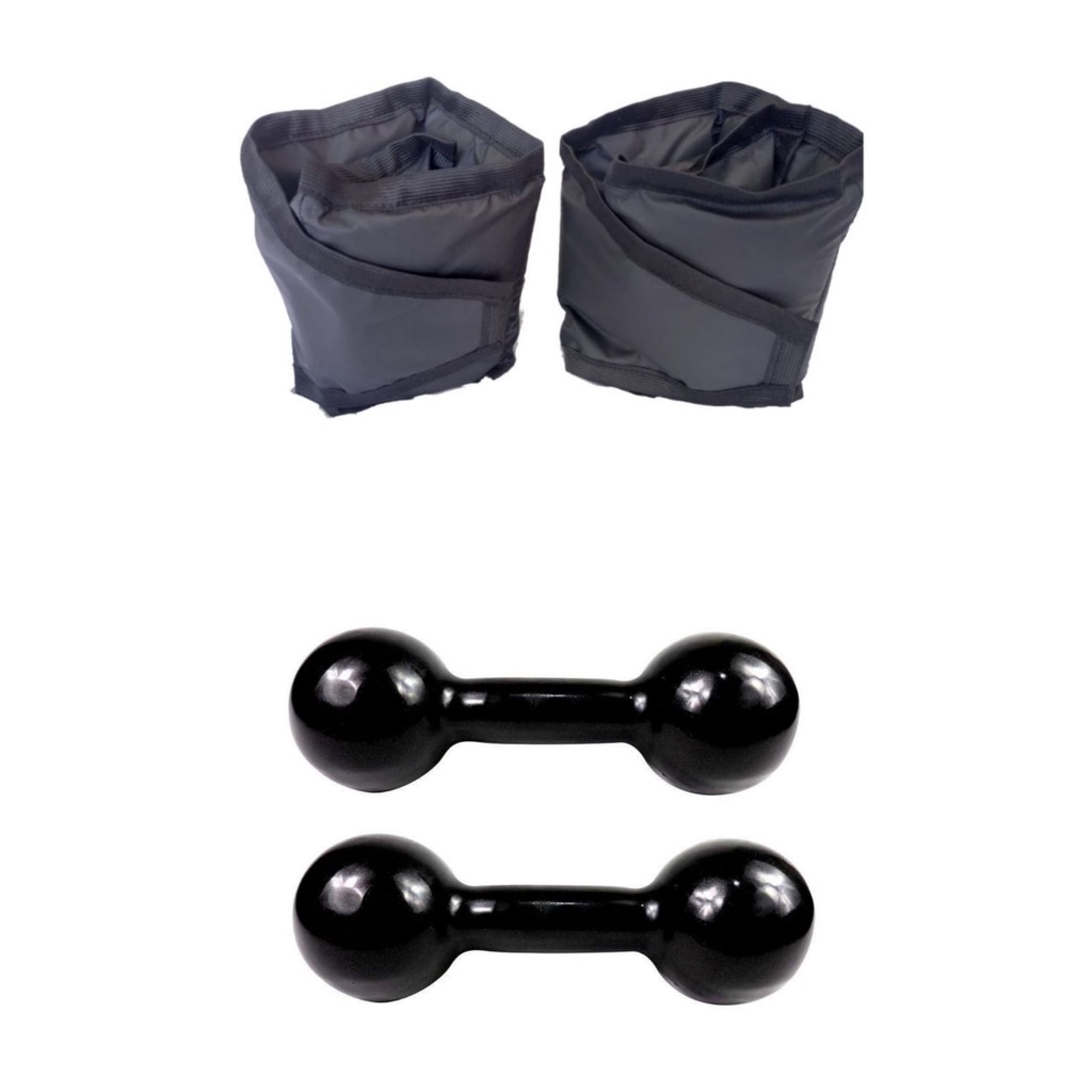 Kit Fortalecimento Halter Emborrachado 2 kg + Caneleira 2 kg