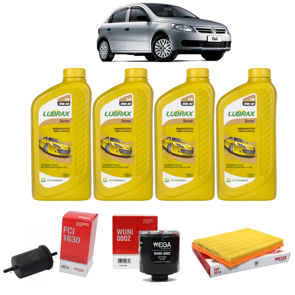 Kit De Filtros Óleo Lubrax 15w40 Vw Gol Voyage G4 G5 1.0