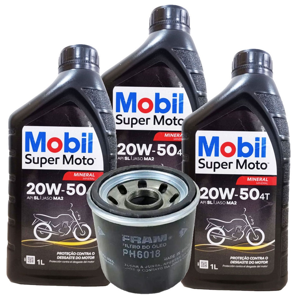 Troca de Óleo Bandit 650 / Vstrom 650 / Srad 750 Mobil 20w50 + Filtro em Oferta na Shopee