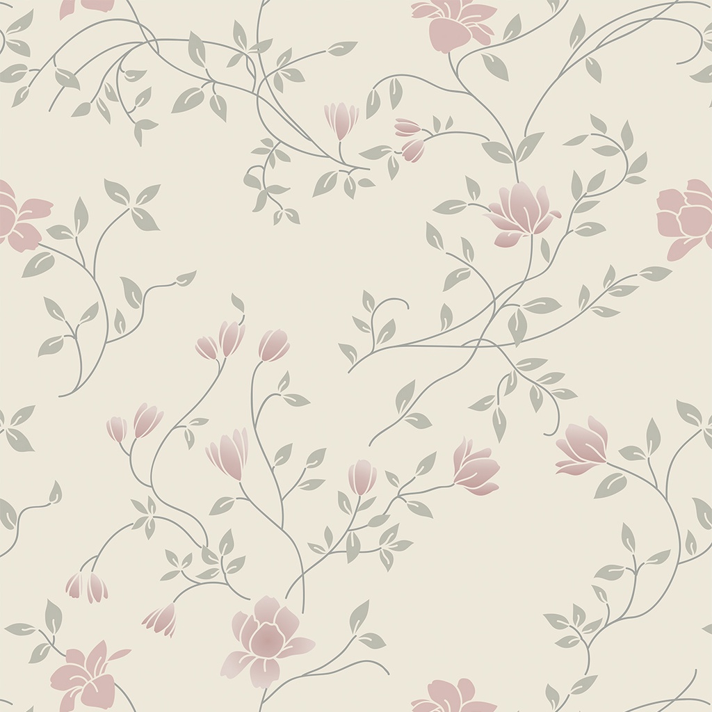 Papel De Parede Adesivo Floral Flores Delicadas Suave Tons de Bege Rosa Em Adesivo Vinílico Lavável, Quarto, Sala, Lavabo, Corredor, Cabeceira de Cama - SSFL-028