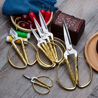 Tesoura dourada em ziguezague de alta durabilidade em aço vintage alfaiate para artesanato doméstico para tecido tesouras bordados tesouras de costura em Oferta na Shopee