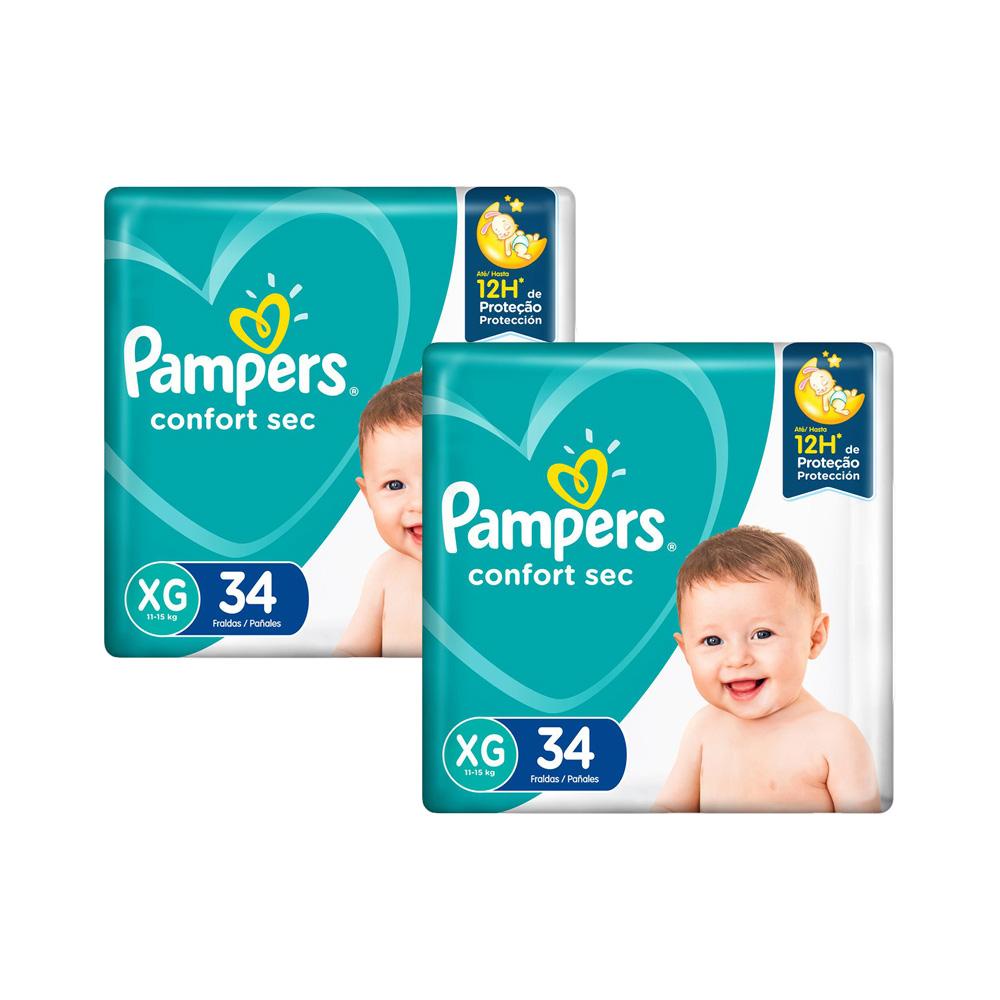 Kit Fralda Pampers Confort Sec Tamanho XG com 68 unidades em Oferta na Shopee