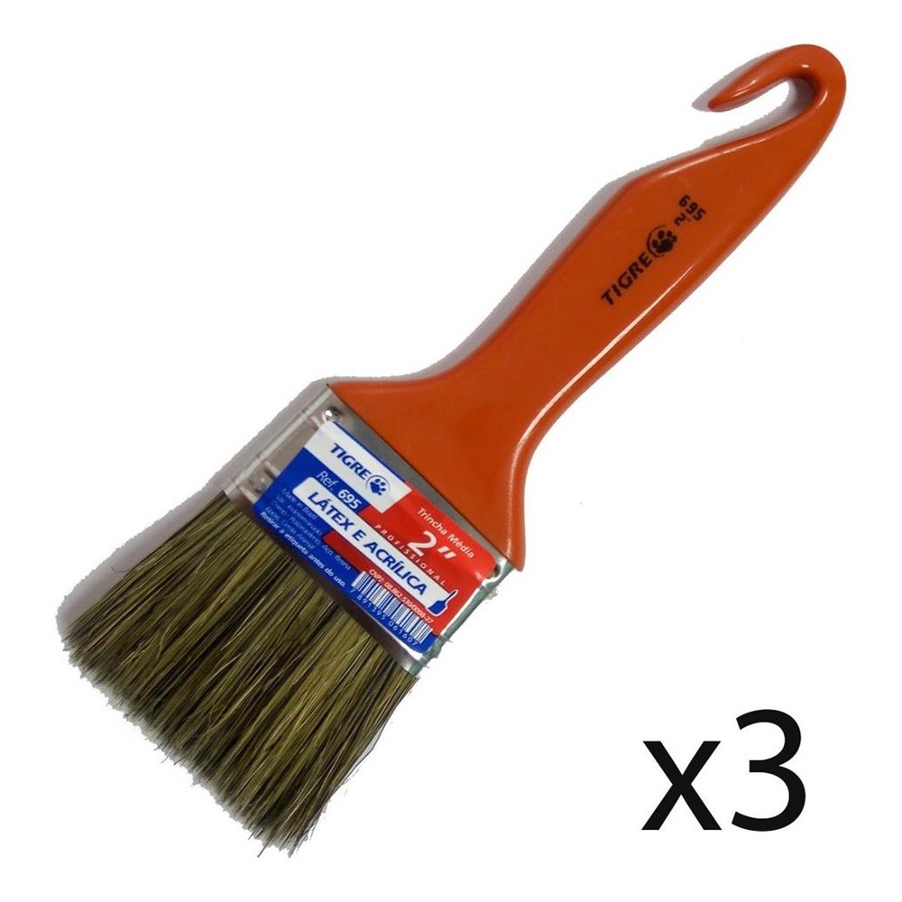 Kit 3 Trincha Para Pintura 695 2 Polegadas - Tigre