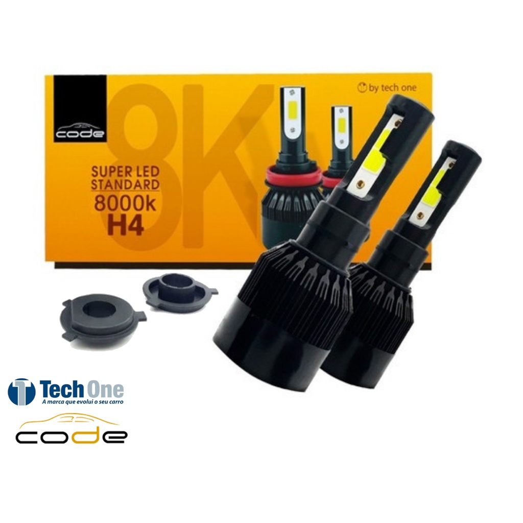 Kit Super Led Tech One 8000k 12v H1 H3 H4 H7 H8 H11 Hb4