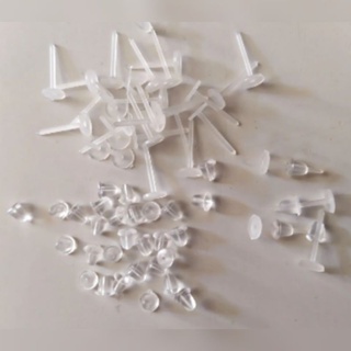 Base de Brinco com Pino em Plástico Antialérgico + Tarraxa de Silicone - 100 Peças - Não é Capa para Brinco em Oferta na Shopee