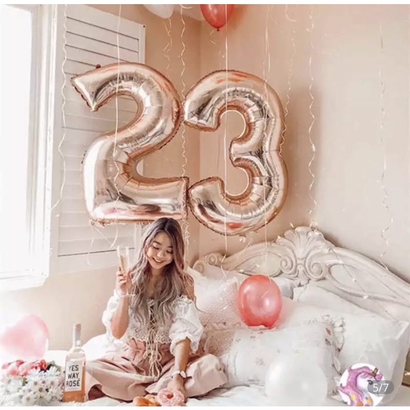 Balão de NÚMEROS  metalizado gigante  80 cm 32” qualquer número cores rose gold dourado ou prata// em Oferta na Shopee