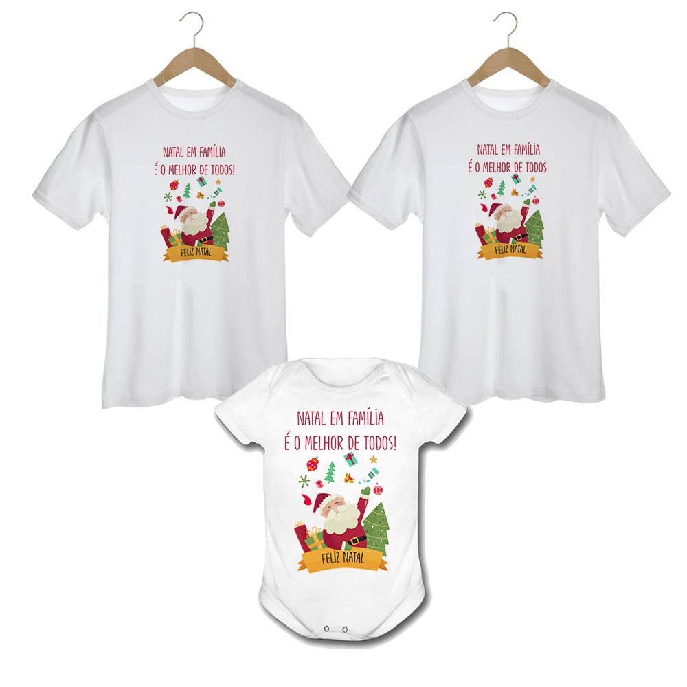Natal em Família Kit Camisas personalizadas 3 unidades | Shopee Brasil