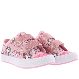 Tênis Gabrielinha Casual Unicórnios Tiras Tecido Glitter Rosa