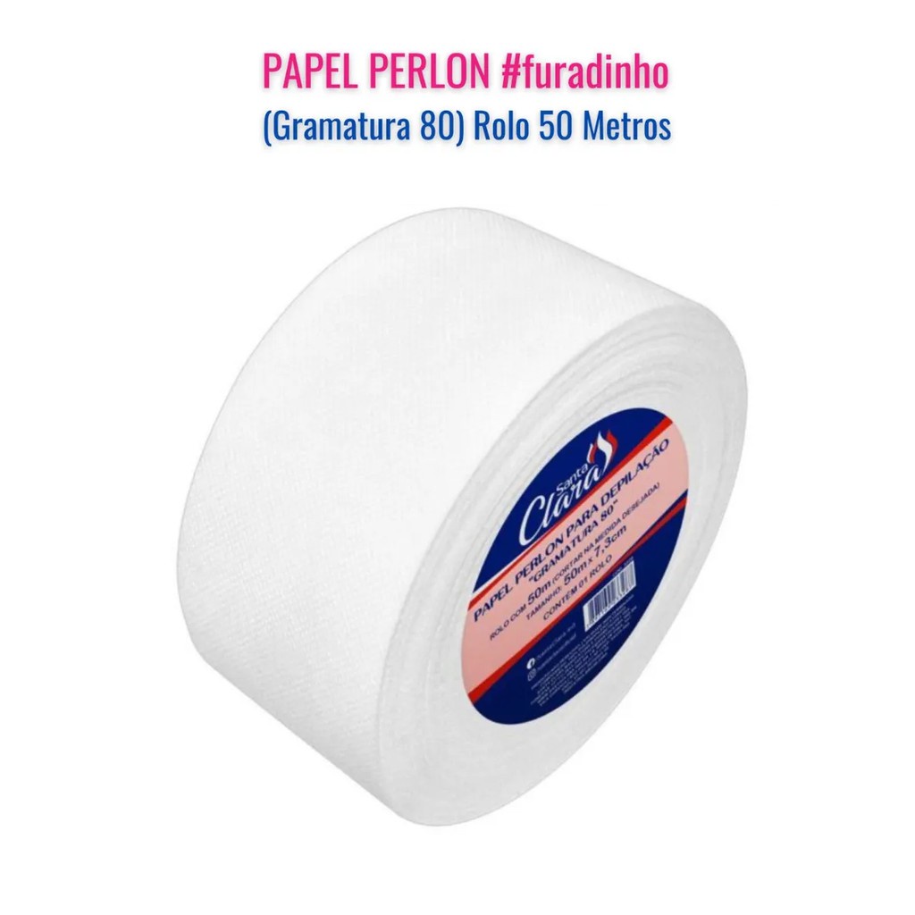 Papel Perlon P/ Depilação Gramatura 80 Rolo 50m Santa Clara