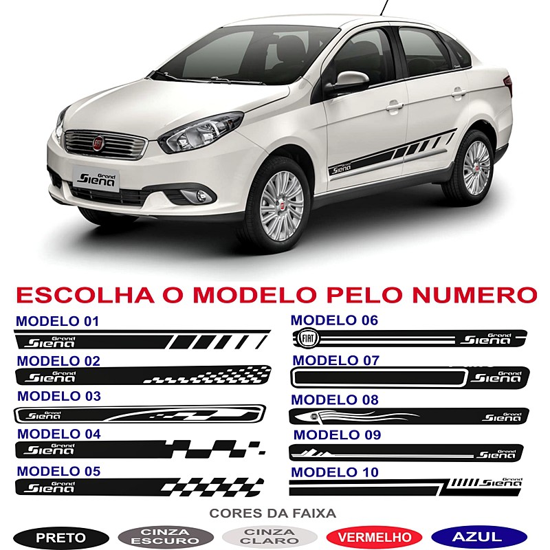 Adesivo Fiat Grand Siena Faixas Lateraisi Par Shopee Brasil