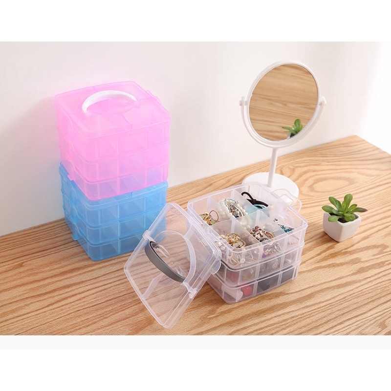 Caixa Organizadora para miçangas com três compartimentos em Oferta na Shopee