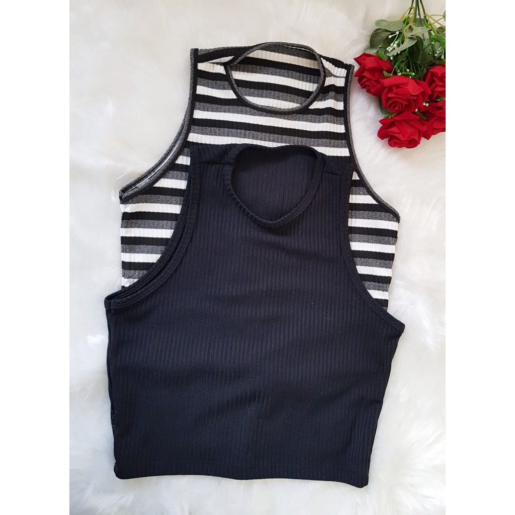 Blusinha Feminina Cropped Malha Canelada Top Regata Feminina Moda Blogueira