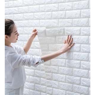 25 Peças Placa 3d Adesivo Papel De Parede Lavável Tijolinho 70X15cm em Oferta na Shopee