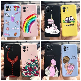 Capa De Silicone Com Desenho Para Xiaomi Mi 11 Lite 4G/5G Mi11/NE 5G