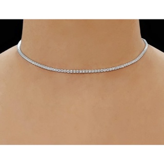 Colar Choker Riviera Com Strass Folheada A Prata 925