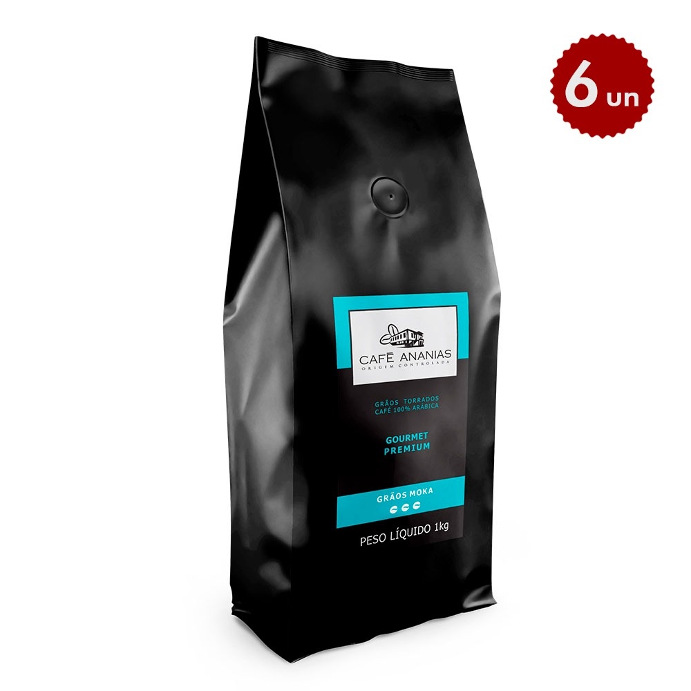 Combo Café Ananias Gourmet Premium (Moka) 1kg 6 unidades