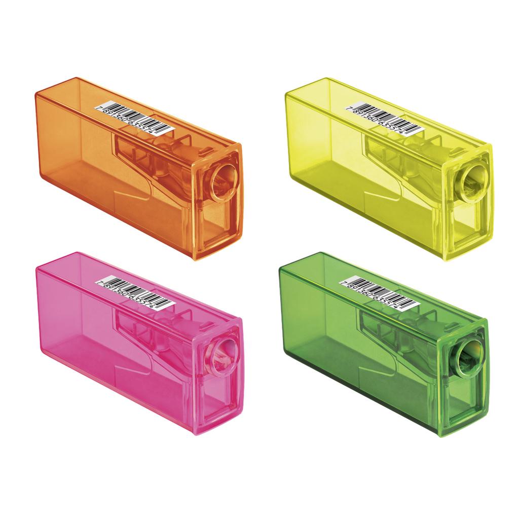 Apontador De Lapis FABER CASTELL Neon Com Deposito - Kit 4un